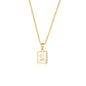 Rockyu ネックレス レディース ゴールド ホワイト イニシャルスクエアペンダント あずきチェーン ステンレス製 ギフトや記念日に