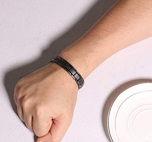 Rockyu ブレスレット メンズ 磁気 ブラック シルバー ゴールド ステンレス アクセサリー