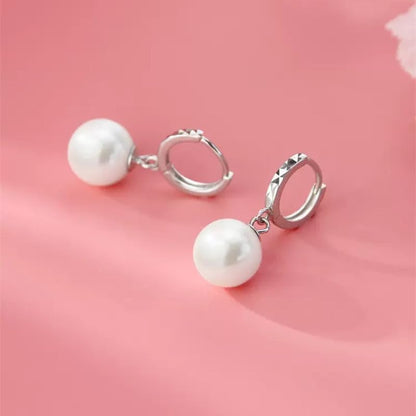Rockyu イヤリング レディース フープ パール 揺れる シルバー ステンレス製 丸形 ピアス風 アクセサリー
