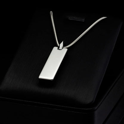 Rockyu ネックレス メンズ シルバー タングステン 長方形 スティックペンダント 鏡面加工 チェーン付き