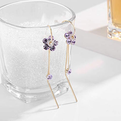 Rockyu ピアス レディース フラワー 揺れる フック ゴールド ジルコニア