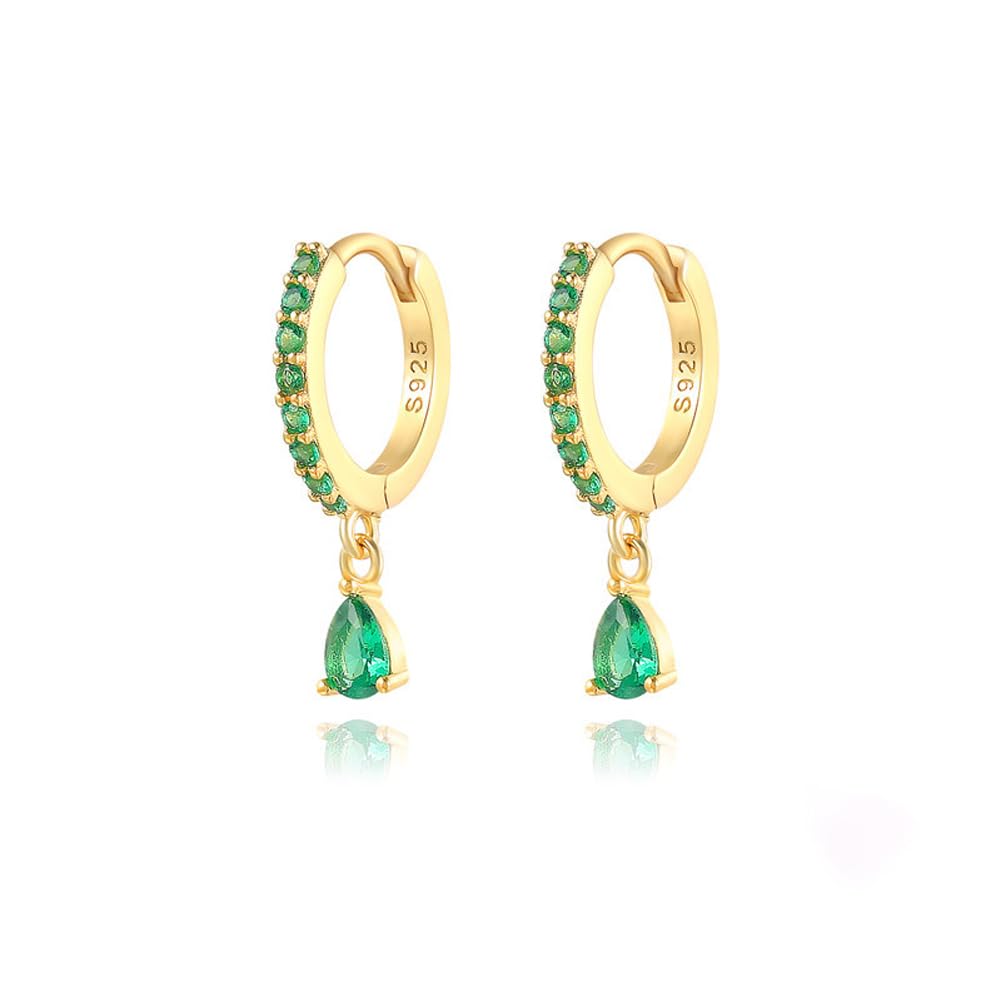 Rockyu ピアス レディース フープ 揺れる 雫型 ジルコニア シルバー925 金属アレルギー対応