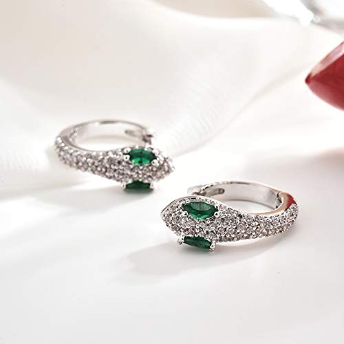 Rockyu 蛇モチーフ フープピアス レディース 両耳用 ジルコニア 18金仕上げ 金アレ対応