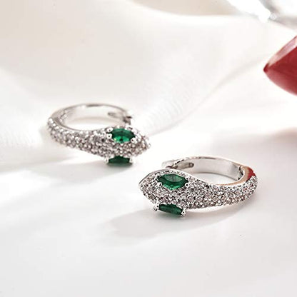 Rockyu 蛇モチーフ フープピアス レディース 両耳用 ジルコニア 18金仕上げ 金アレ対応