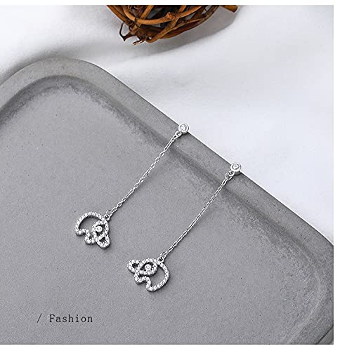 Rockyu ピアス レディース 人気 揺れる 大人可愛い 象モチーフ ロングチェーンピアス ジルコニア シルバー925 アレルギー対応