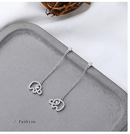 Rockyu ピアス レディース 人気 揺れる 大人可愛い 象モチーフ ロングチェーンピアス ジルコニア シルバー925 アレルギー対応