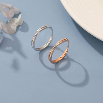 Rockyu レディースリング フリーサイズ ピンクゴールド シンプルラインデザイン