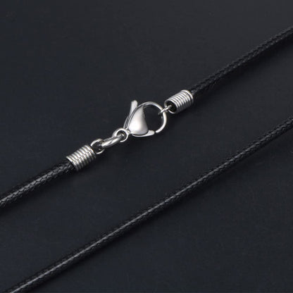 Rockyu ブラックワックスコードネックレス メンズ レディース