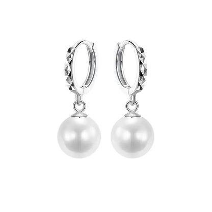 Rockyu イヤリング レディース フープ パール 揺れる シルバー ステンレス製 丸形 ピアス風 アクセサリー