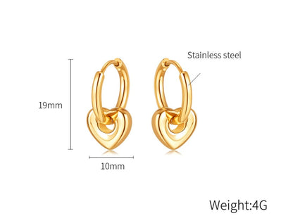 Rockyu ピアス レディース ゴールド ハートチャーム フープピアス ステンレス 金属アレルギー対応 18金仕上げ