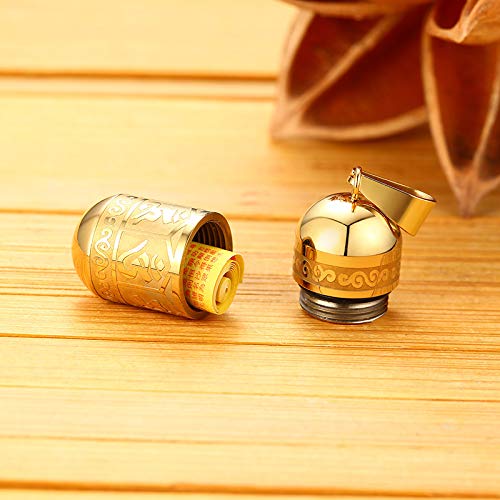 Rockyu メンズネックレス 呪文刻印 円柱型ホイッスルペンダント ステンレス製 遺骨収納 御守ジュエリー