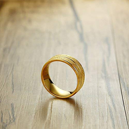 Rockyu サンドブラストゴールドリング メンズ 回転式スピナー＆艶消しデザイン