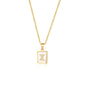 Rockyu ネックレス レディース ゴールド ホワイト イニシャルスクエアペンダント あずきチェーン ステンレス製 ギフトや記念日に