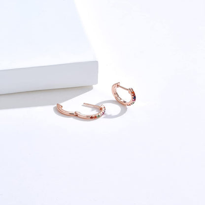 Rockyu ピアス レディース フープ シルバー925 多粒ジルコニア 金属アレルギー対応