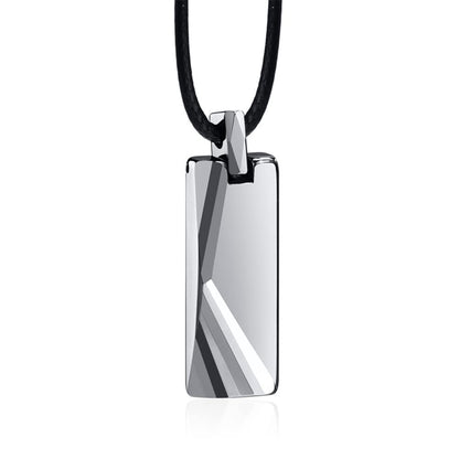 Rockyu タングステン 長方形ペンダント ネックレス メンズ