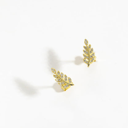 Rockyu レディースリーフピアス シルバー925 ジルコン 輝き上品 スタッドタイプ ギフトにもぴったり