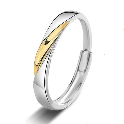 Rockyu ペアリング シルバー925｜メビウス風ツイストデザイン フリーサイズ指輪