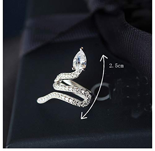 Rockyu 蛇モチーフ ノンホールピアス レディース シルバー925 ジルコニア 両耳用セット