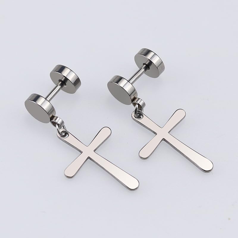 Rockyu ピアス メンズ レディース クロス アンク 十字架 ステンレス シルバー ゴールド アレルギー対応