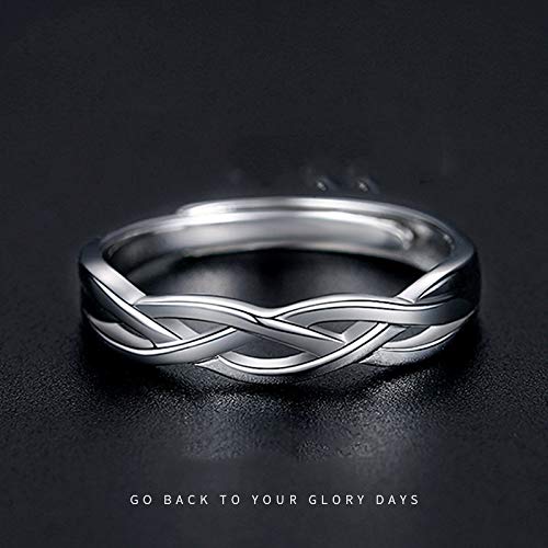 Rockyu 指輪 メンズ フリーサイズ シルバー925 ツイストデザイン シンプルリング