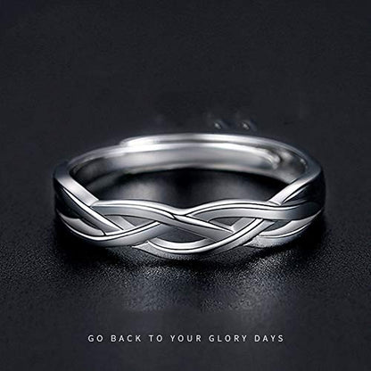 Rockyu 指輪 メンズ フリーサイズ シルバー925 ツイストデザイン シンプルリング