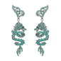 Rockyu 龍ピアス レディース｜グリーンジルコニア×中華風ドラゴンデザイン 揺れるピアス