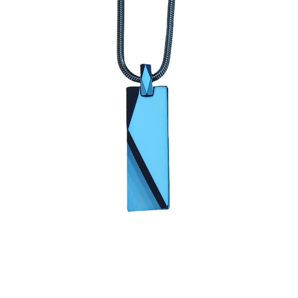 Rockyu ネックレス メンズ タングステンプレート シンプルミラーペンダント