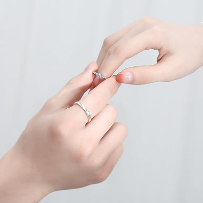 Rockyu ペアリング フリーサイズ カップル シルバー925 結婚指輪 ペアセット ジルコニア 斜めデザイン 愛の証明 結婚式 記念日 バレンタインデー プレゼント