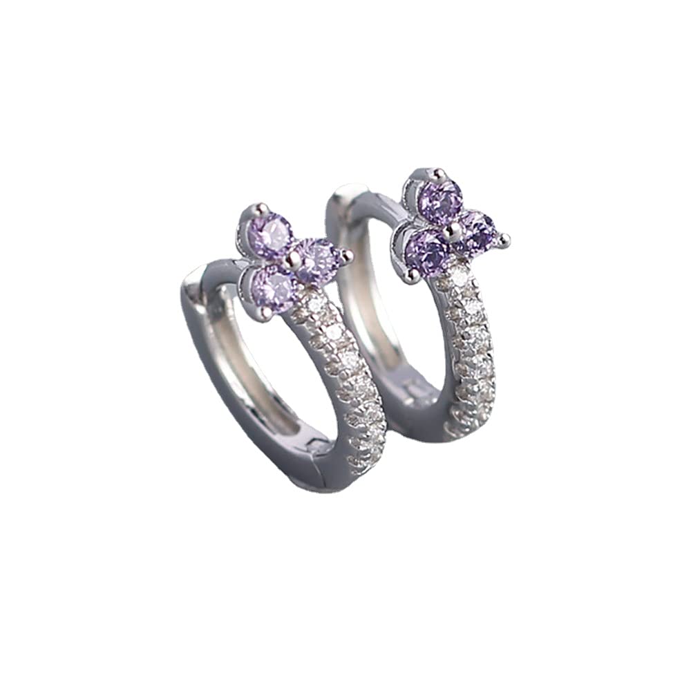 Rockyu ピアス レディース フープ リングピアス CZダイヤ 三粒ストーン 多色展開 小ぶり 上品 アクセサリー