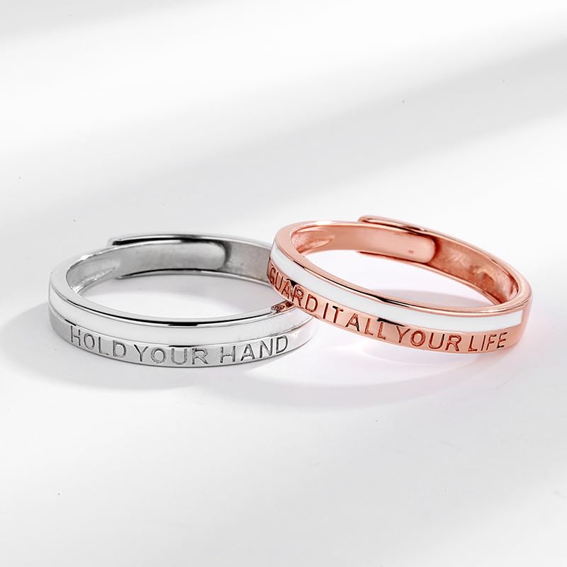 Rockyu ペアリング カップル用 ローマ数字刻印 フリーサイズ シルバー925リング