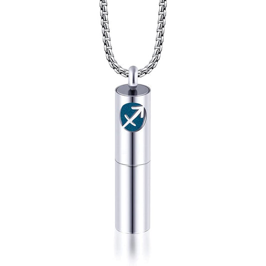 Rockyu 香水瓶ネックレス ステンレス製 12星座デザイン アロマ＆メモリアルペンダント 男女兼用