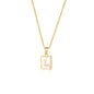 Rockyu ネックレス レディース ゴールド ホワイト イニシャルスクエアペンダント あずきチェーン ステンレス製 ギフトや記念日に