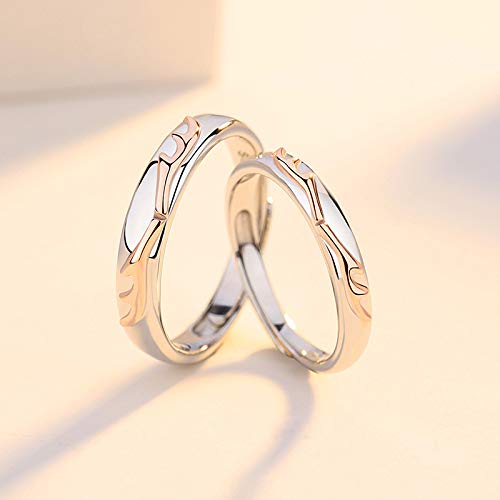 Rockyu リング メンズ レディース ペアリング 鹿の角モチーフ 925シルバー フリーサイズ