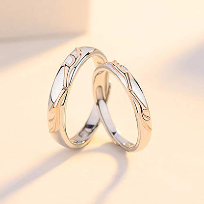 Rockyu リング メンズ レディース ペアリング 鹿の角モチーフ 925シルバー フリーサイズ