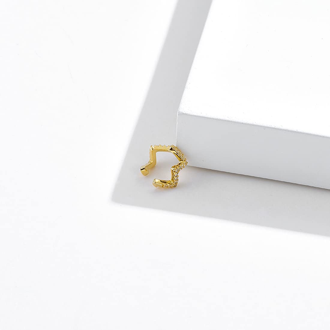 Rockyu フェイクピアス レディース メンズ シルバー925 ゴールド&シルバー W形 ジルコニア イヤーカフ アレルギー対応