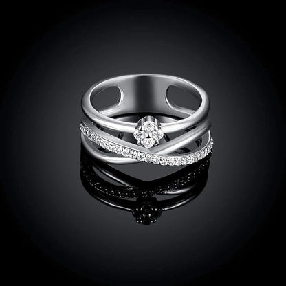 Rockyu 指輪 レディース 18K ピンクゴールド キラキラ おしゃれ リング 華奢デザイン ジュエリー 女性 プレゼント