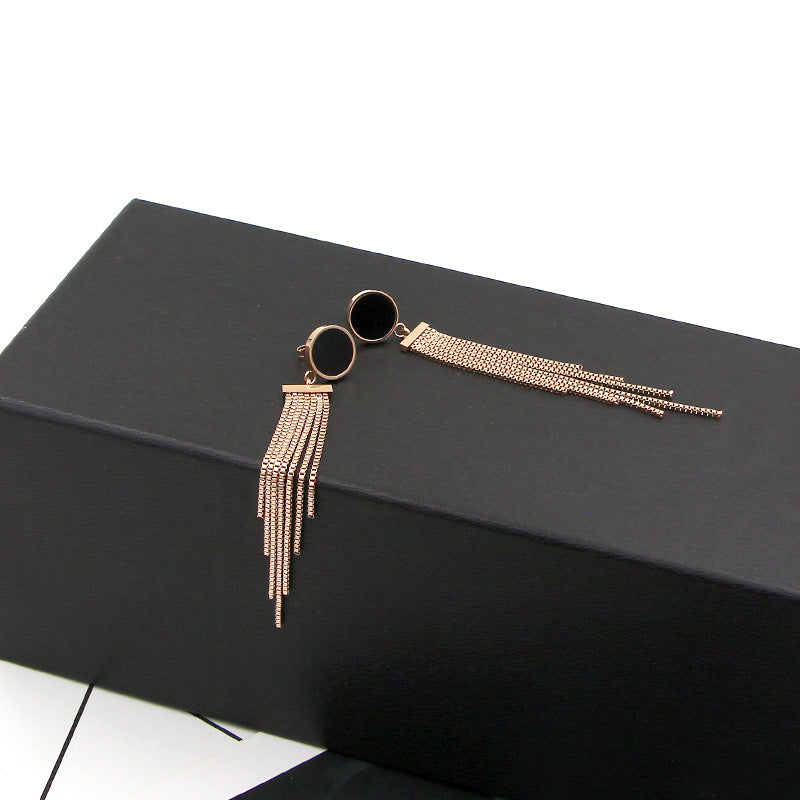 Rockyu ピアス レディース 18K ステンレス ピンクゴールド スタッドピアス フリンジデザイン