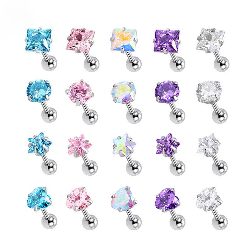 Rockyu レディースピアス シルバー925 スタッドタイプ カラフルクリスタル 多形カット ジュエリー