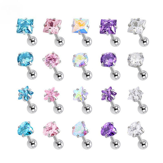 Rockyu レディースピアス シルバー925 スタッドタイプ カラフルクリスタル 多形カット ジュエリー