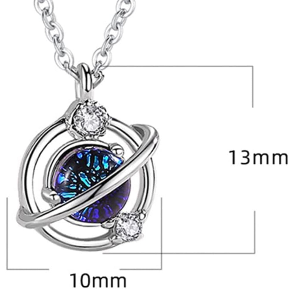 Rockyu 惑星モチーフネックレス レディース 土星風デザイン ピンクゴールド＆シルバー