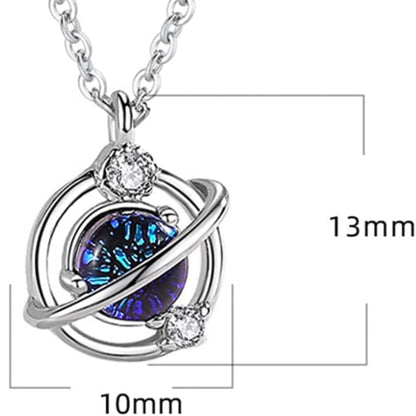 Rockyu 惑星モチーフネックレス レディース 土星風デザイン ピンクゴールド＆シルバー