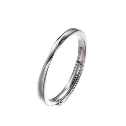 Rockyu リング メンズ フリーサイズ シルバー メビウスデザイン 純銀製 S925 指輪 アレルギー対応