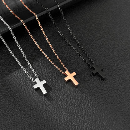 Rockyu クロスネックレス ペアセット｜ステンレス製シルバー＆ブラック 男女兼用