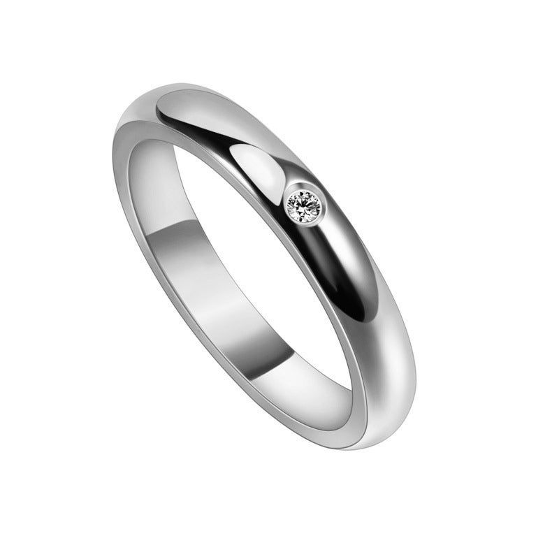 Rockyu シンプル一粒ジルコニアリング｜チタン製レディースリング