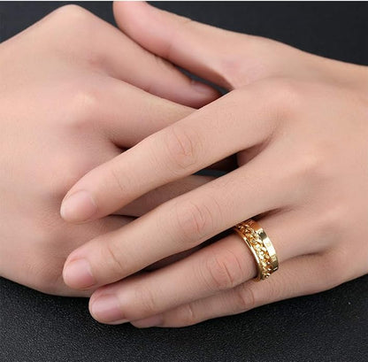 Rockyu ローマ数字チェーンリング メンズ ステンレス製 回転式 8mm おしゃれアクセサリー