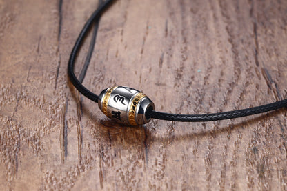 Rockyu タングステンネックレス メンズ シルバー ビーズペンダント 宗教モチーフ入り