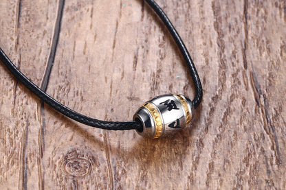 Rockyu タングステンネックレス メンズ シルバー ビーズペンダント 宗教モチーフ入り