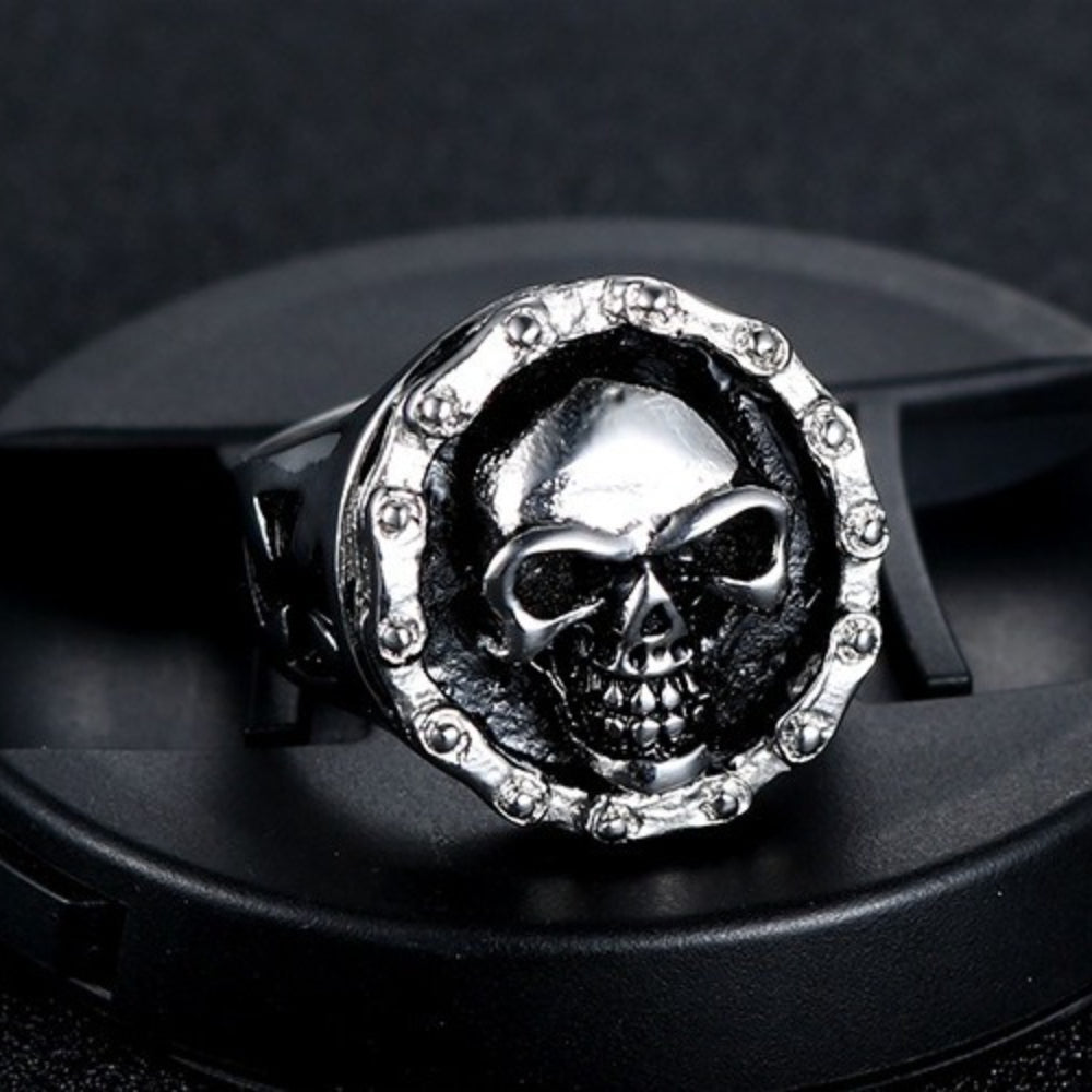 Rockyu スカルデザインリング メンズ ステンレス製 パンク ヒップホップ風