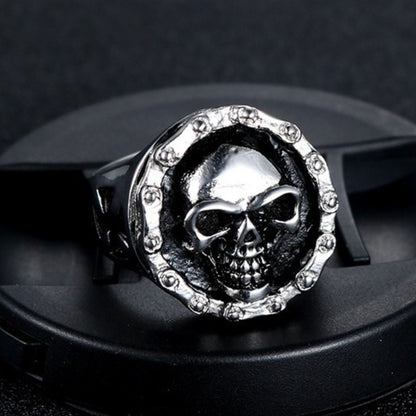 Rockyu スカルデザインリング メンズ ステンレス製 パンク ヒップホップ風