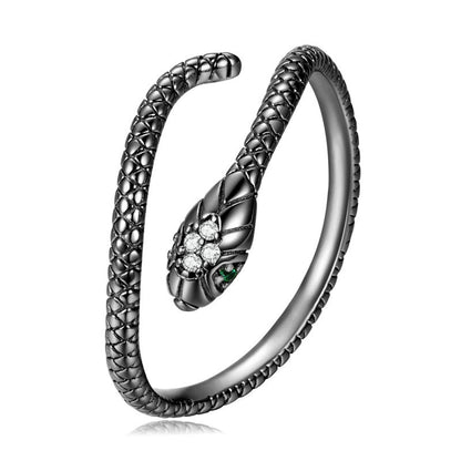 Rockyu スネークリング S925シルバー 蛇モチーフ レディース指輪 フリーサイズ